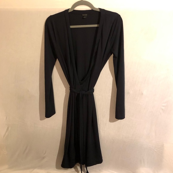 Classy Navy Blue Wrap Dress - Picture 2 of 5